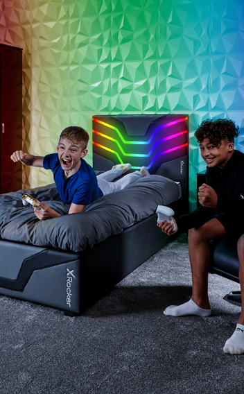 X Rocker gaming beds featuring ergonomic designs, built-in storage, RGB lighting, and TV mounts for the ultimate gaming setup. Perfect for gamers looking to maximize comfort and functionality.