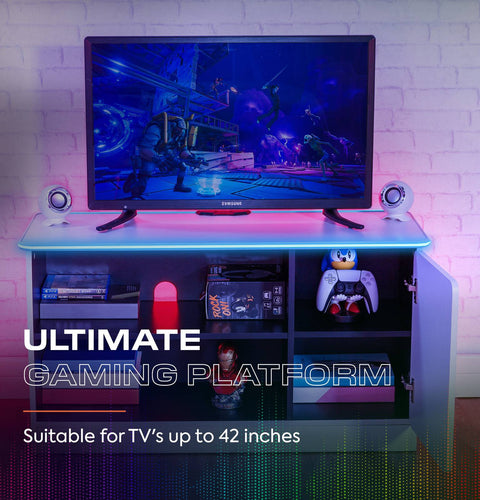Carbon-Tek LED TV Media Unit - White RGB