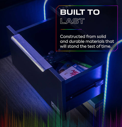 Electra LED Bedside Side Table with Wireless Charging - Black RGB