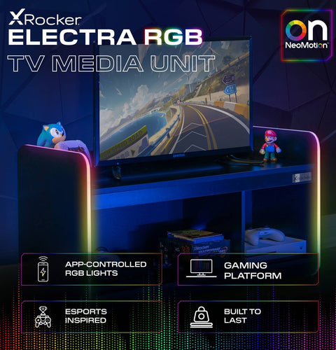 Electra TV Media Unit with Neo Motion SYNC™ App Controlled LED Lights - Black