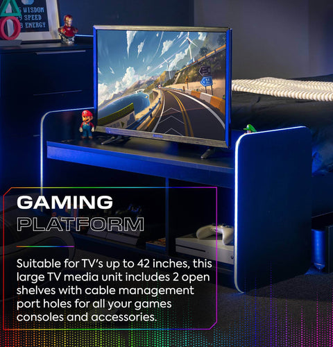 Electra TV Media Unit with Neo Motion SYNC™ App Controlled LED Lights - Black