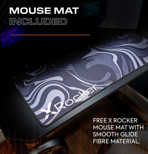 Panther 100cm Gaming Desk with Mousepad - Carbon Black