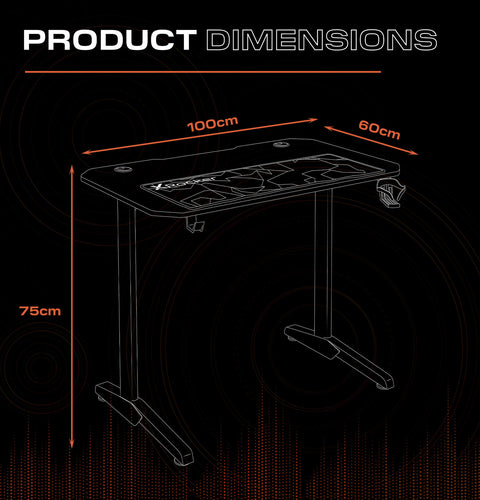 Panther 100cm Gaming Desk with Mousepad - Carbon Black