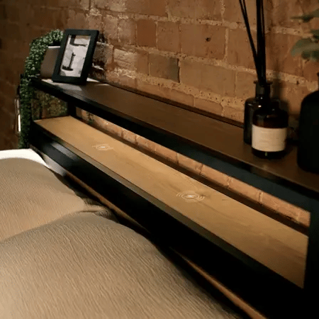 Denver Double Ottoman Bed With App Controlled LED Lighting - Oak/Black
