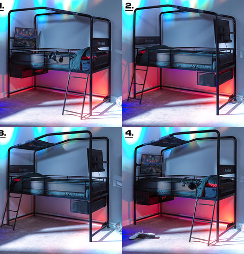 Contra Mid Sleeper Bunk TV Gaming Bed - Black