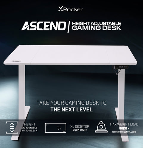 Minimalist white height adjustable desk in home office