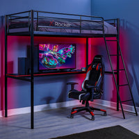 HQ High Sleeper Gaming Bunk Bed with Desk - Black