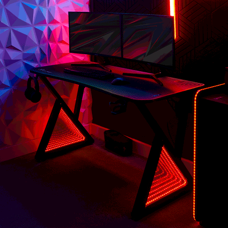 Infinity RGB 140cm App-Controlled LED Gaming Desk with Full Mousepad - Carbon Black