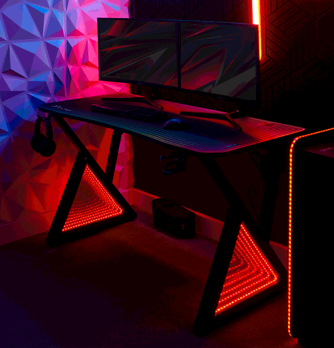 Infinity RGB 140cm App-Controlled LED Gaming Desk with Full Mousepad - Carbon Black