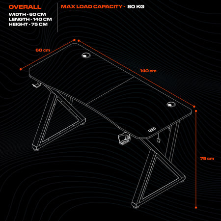 Infinity RGB 140cm App-Controlled LED Gaming Desk with Full Mousepad - Carbon Black