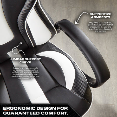 Maverick Ergonomic PC Office Gaming Chair - Black / White
