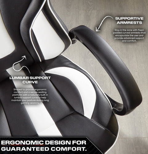 Maverick Ergonomic PC Office Gaming Chair - Black / White