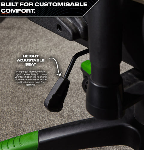 Agility Compact Ergonomic eSports Gaming Chair for Juniors - Black / Green