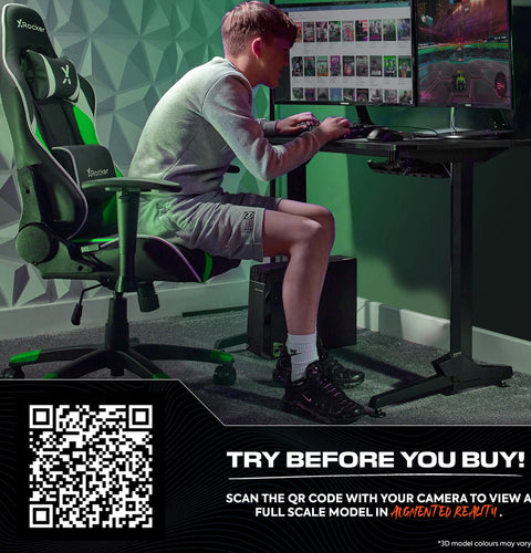 Agility Compact Ergonomic eSports Gaming Chair for Juniors - Black / Green