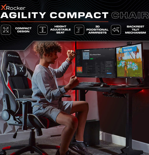 Agility Compact Ergonomic eSports Gaming Chair for Juniors - Black / Red