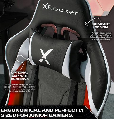 Agility Compact Ergonomic eSports Gaming Chair for Juniors - Black / Red