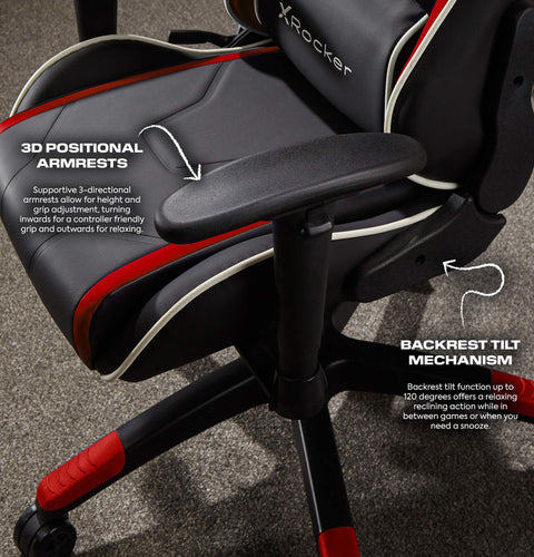 Agility Compact Ergonomic eSports Gaming Chair for Juniors - Black / Red