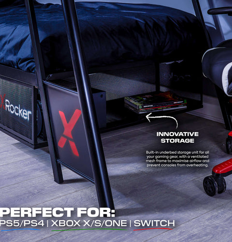 Armada Gaming Bunk Bed with Gaming Desk - Black