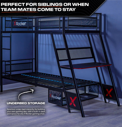 Armada Gaming Bunk Bed with Gaming Desk - Black