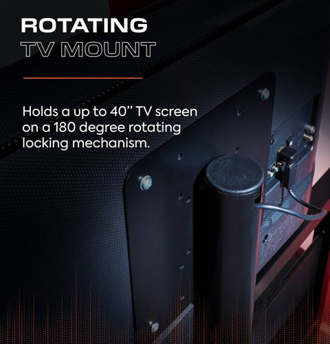 Side view of the Basecamp gaming bed with TV mount, highlighting the sturdy metal frame