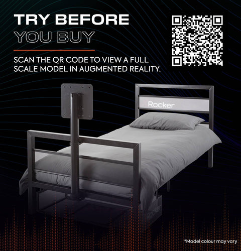 Gamer’s dream setup: a gaming bed with TV mount, mesh undercarriage, and optimized airflow design
