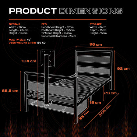 Basecamp Single Gaming TV Bed - White
