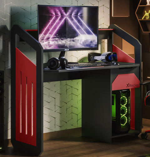 Battalion 120cm Gaming Desk with Drawers - Red