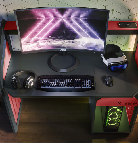 Battalion 120cm Gaming Desk with Drawers - Red