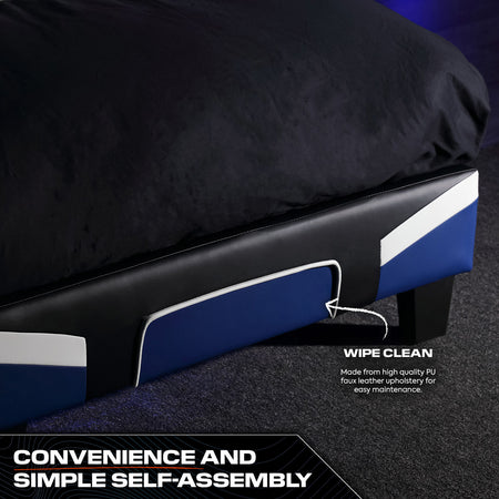 Cerberus MK11 Gaming Bed in a Box bold blue upholstered gaming bed with a durable frame and easy assembly