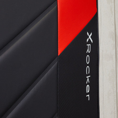 x rocker cerberus MK11 ottoman gaming bed premium carbon red upholstered bed with hidden storage for consoles and accessories.