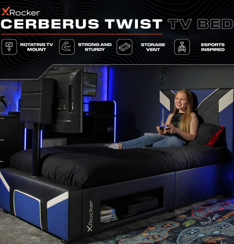 Cerberus Twist Single TV Gaming Bed - Blue
