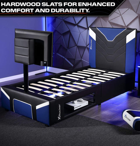 Cerberus Twist Single TV Gaming Bed - Blue