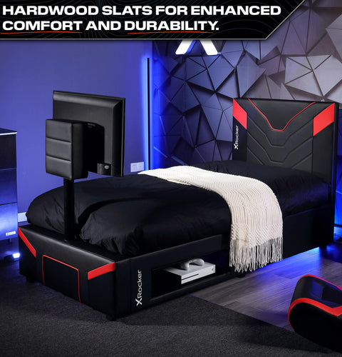 Cerberus Twist Single TV Gaming Bed - Black / Red