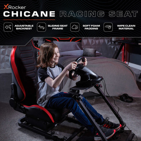 XR Racing Chicane Racing Sim Cockpit Gaming Chair - Black / Red
