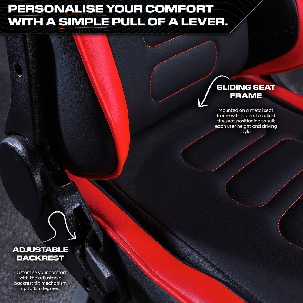 XR Racing Chicane Racing Sim Cockpit Gaming Chair - Black / Red