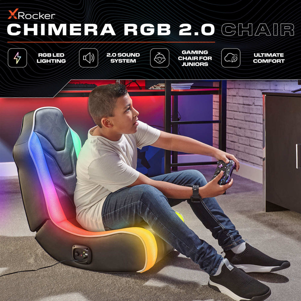 Chimera 2.0 Audio Floor Rocker LED Gaming Chair for Kids - Black