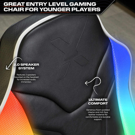 Chimera 2.0 Audio Floor Rocker LED Gaming Chair for Kids - Black
