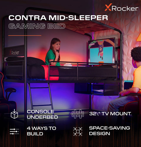 Contra Mid Sleeper Bunk TV Gaming Bed - Black