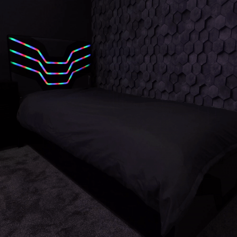 Cosmos LED Single Ottoman Gaming Bed - Black RGB