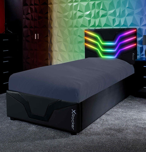 Cosmos LED Single Ottoman Gaming Bed - Black RGB