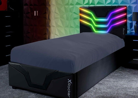 Cosmos LED Single Ottoman Gaming Bed - Black RGB