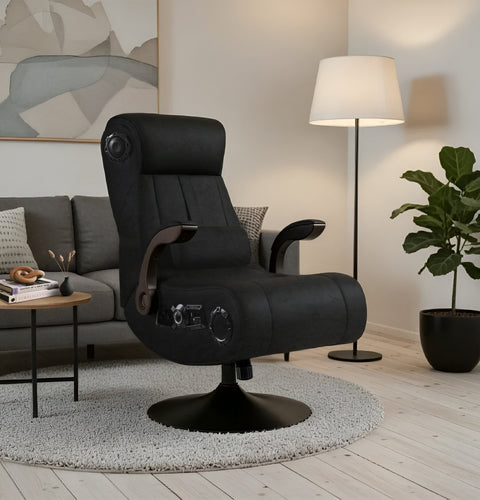 Deluxe 4.1 Audio Fabric Console Gaming Chair - Black