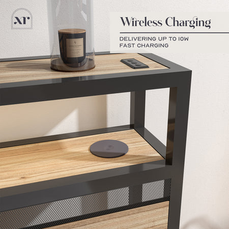 Denver King Ottoman Bed With App Controlled LED Lighting - Oak/Black