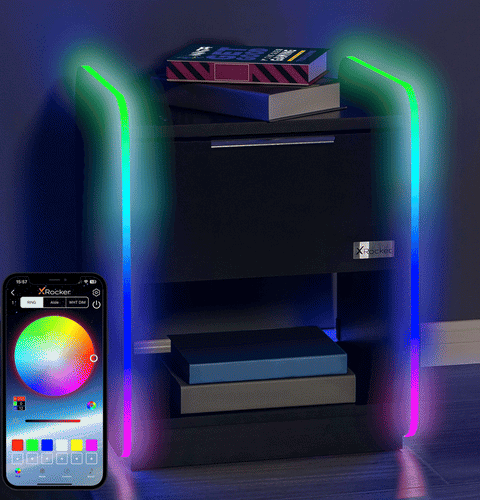Electra LED Bedside Side Table with Wireless Charging - Black RGB