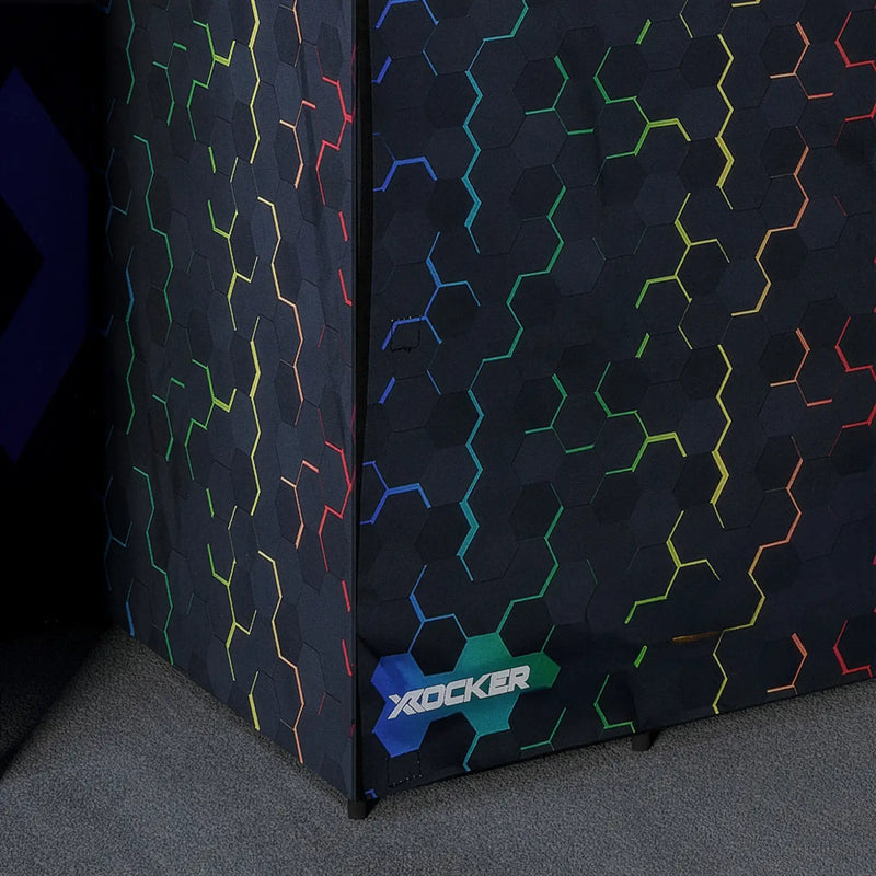 X rocker canvas wardrobe with colorful geometric pattern on a dark background