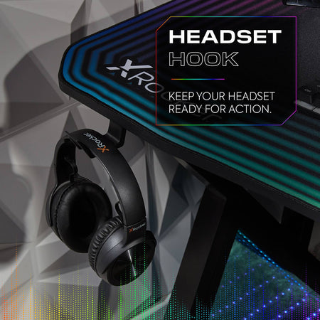 Infinity RGB 140cm App-Controlled LED Gaming Desk with Full Mousepad - Carbon Black
