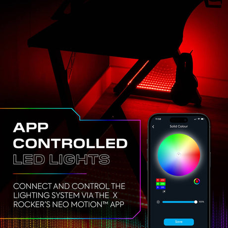 Infinity RGB 140cm App-Controlled LED Gaming Desk with Full Mousepad - Carbon Black