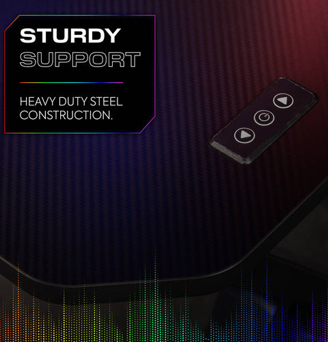 Infinity RGB 140cm App-Controlled LED Gaming Desk with Full Mousepad - Carbon Black