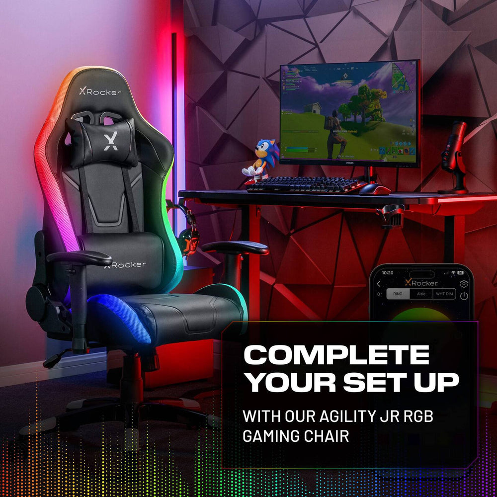 Lumio 110cm LED Gaming Desk with Full Mousepad - Carbon Black RGB