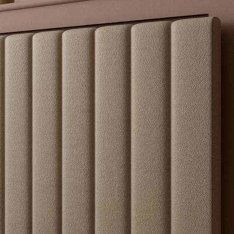 Maisie Upholstered Velvet LED Bed - Natural Stone (2 Sizes)